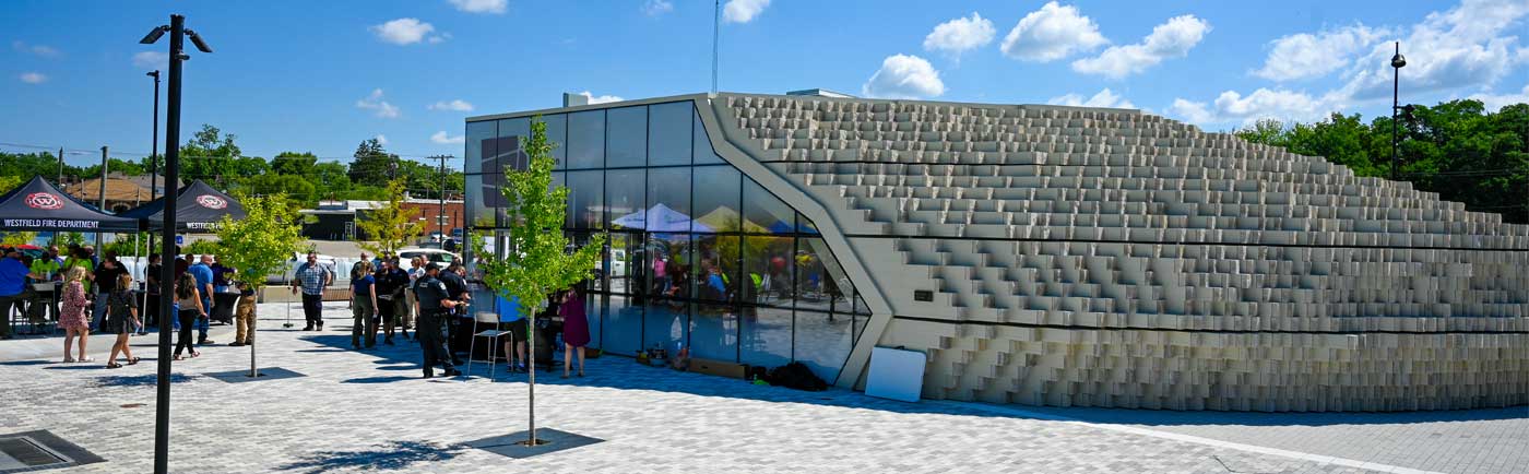 Folks gathered outside in Westfield, IN