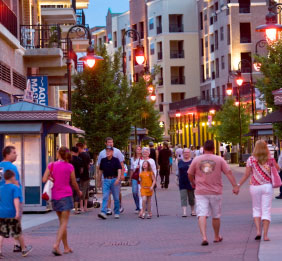 pedestrians enjoying a summer evening in Taney County, MO