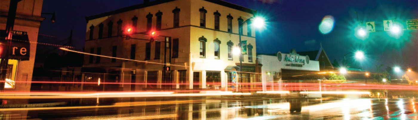 downtown Danville, KY at night