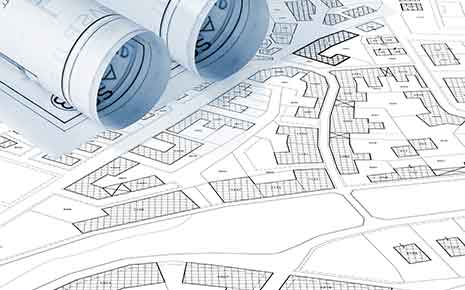 map with buildings, land parcel and vacant plot