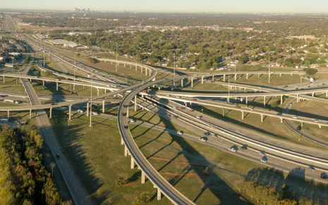 An ariel view of  an interstate exchange in Mesquite, TX