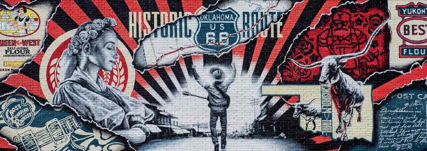 historic route 66 mural in Yukon, OK