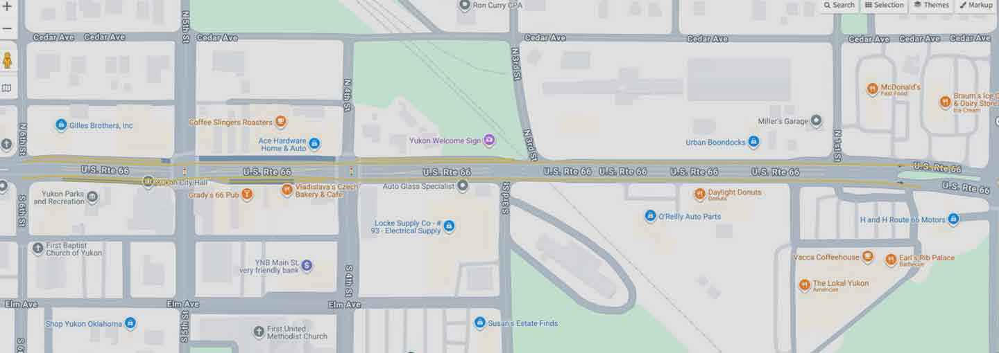 map showing work ares for phase 1 construction on route 66