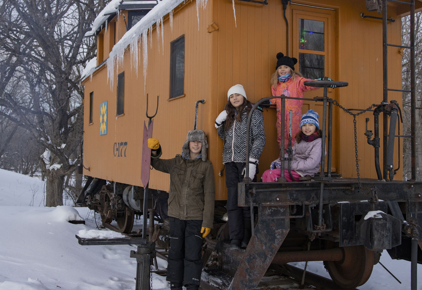 children on a train