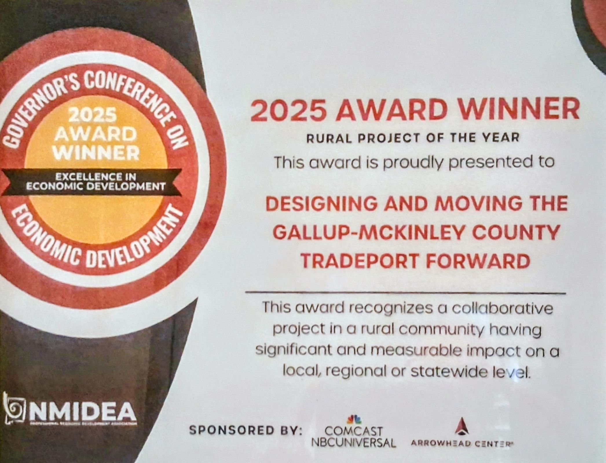 Thumbnail for Greater Gallup EDC Wins 2025 NM Rural Project of the Year Award for Regional TradePort Planning