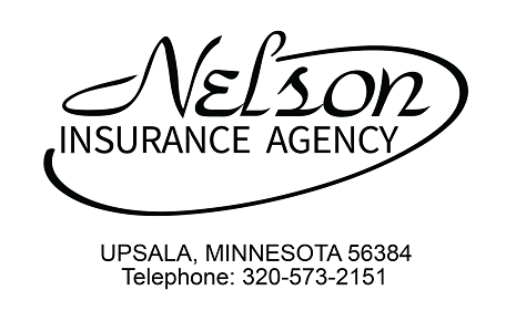 This is an image of the Nelson Insurance Agency in Upsala, Minnesota with the telephone number, 320-573-2151.