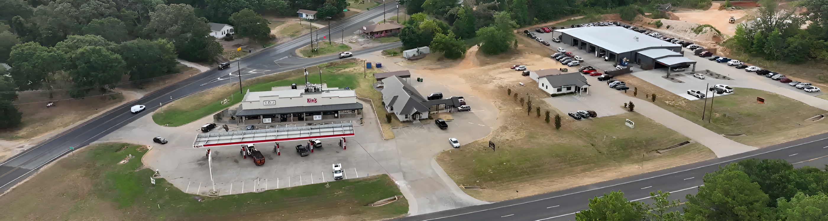 Kim's gas station aerial view