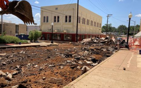 Click the Phase Two of the Palestine Downtown Revitalization Project Will Update Streets, Sidewalks, and Utilities slide photo to open