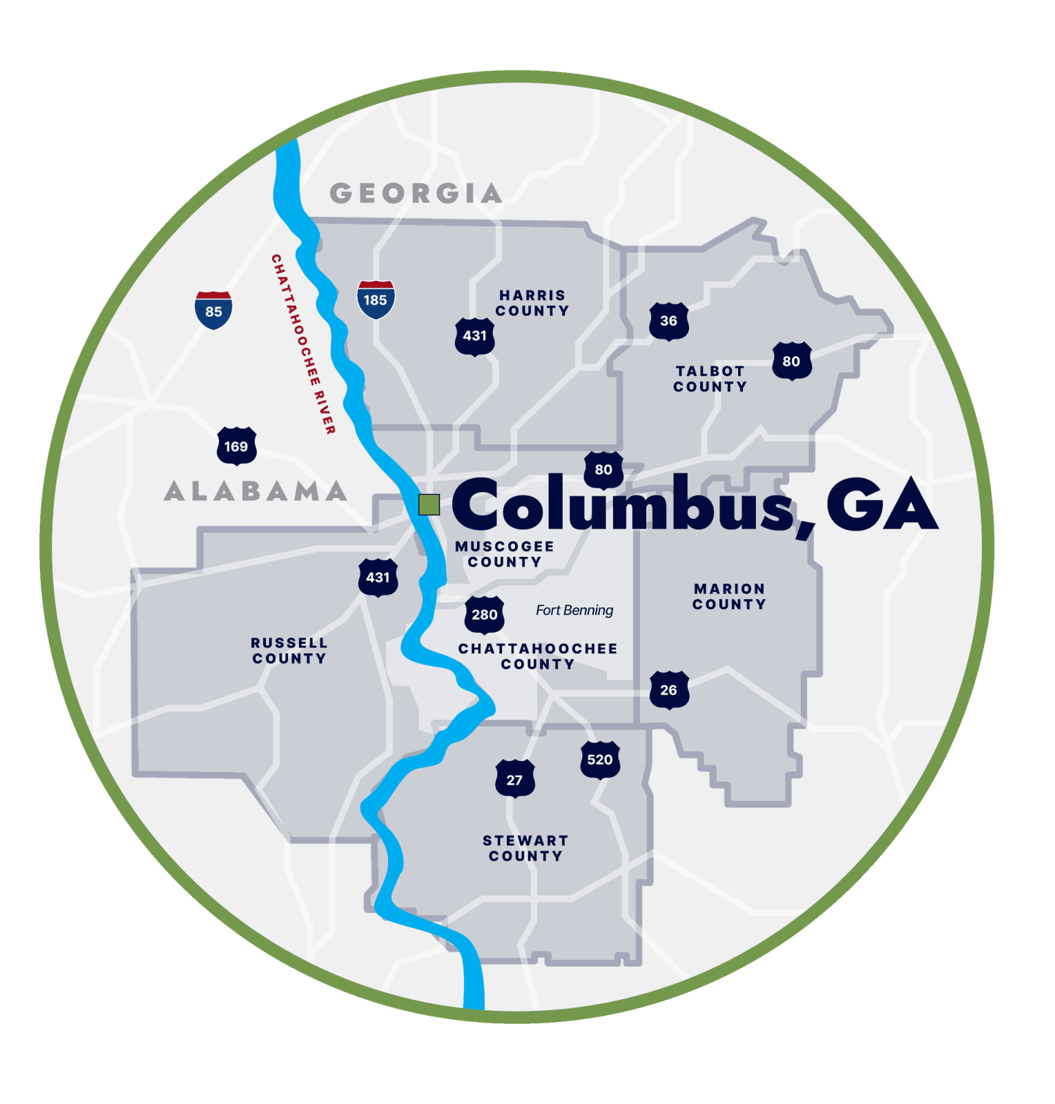 Columbus Georgia regional map