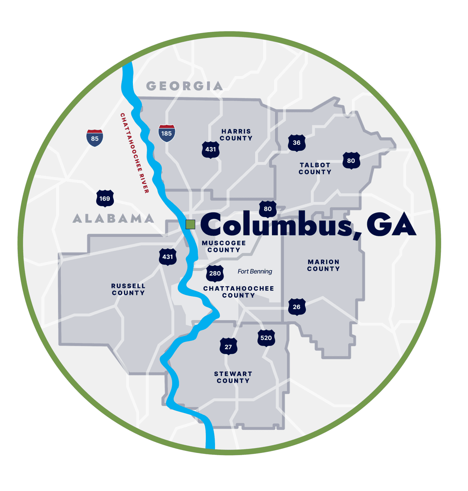 Columbus Georgia regional map