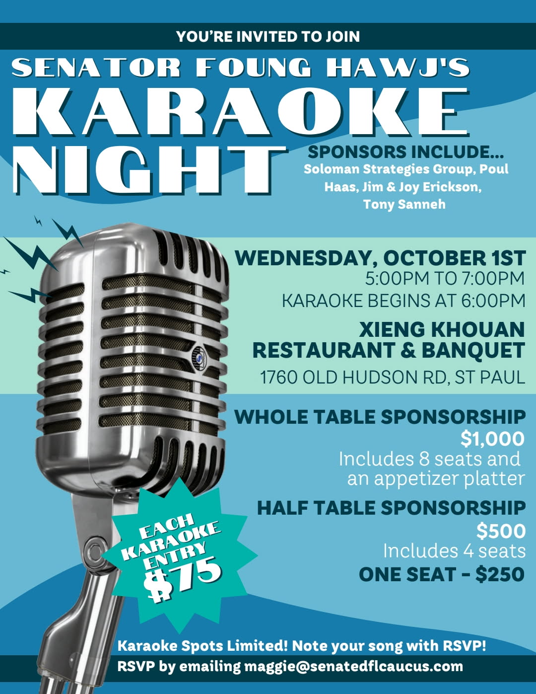 Event Promo Photo For Senator Foung Hawj's Karaoke Night