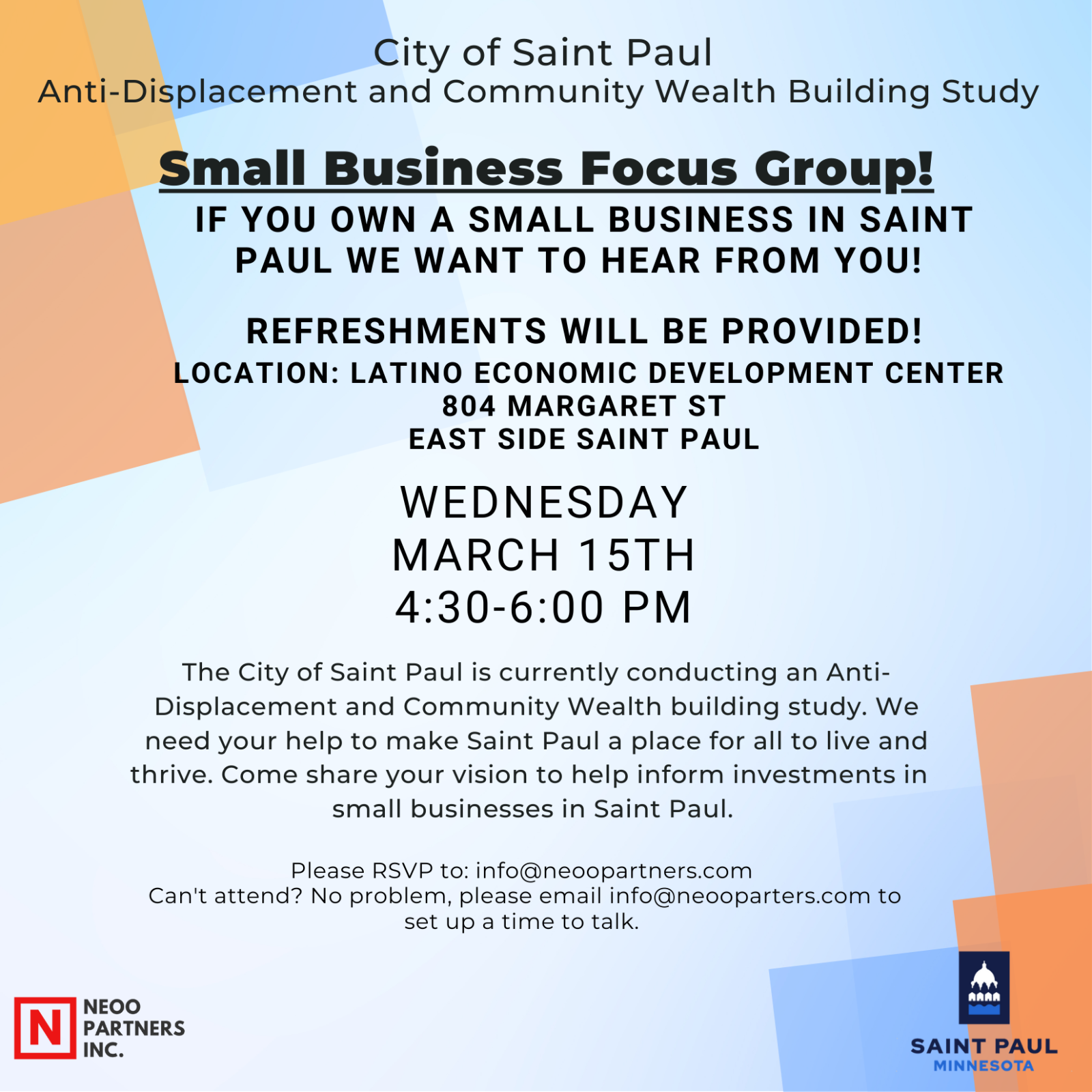 Event Promo Photo For Anti-Displacement and Community Wealth Building: Small Business Focus Group