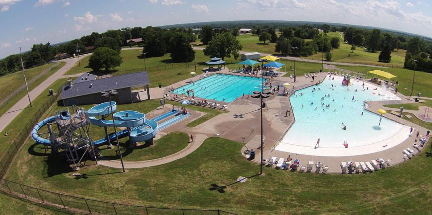 aerial view of community pool