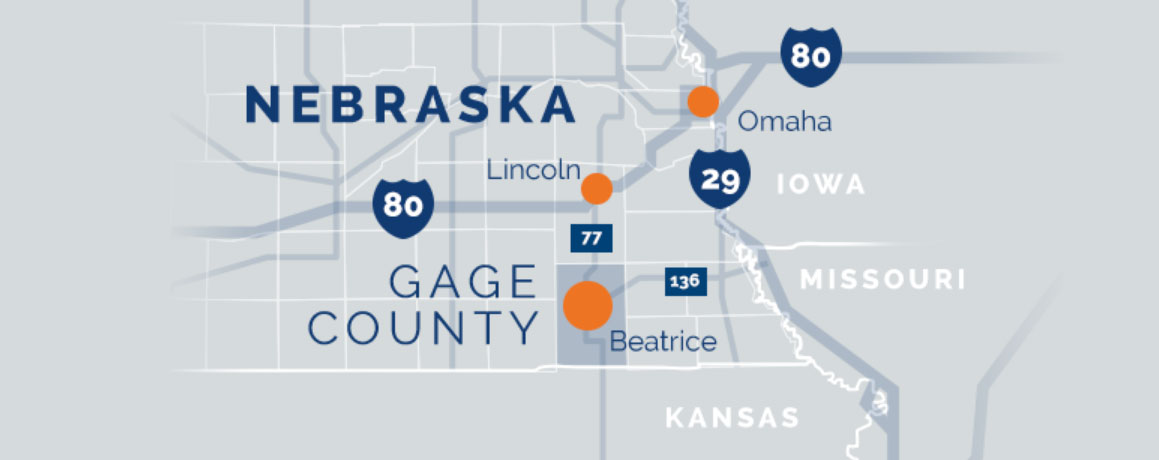 map of Gage County, Nebraska